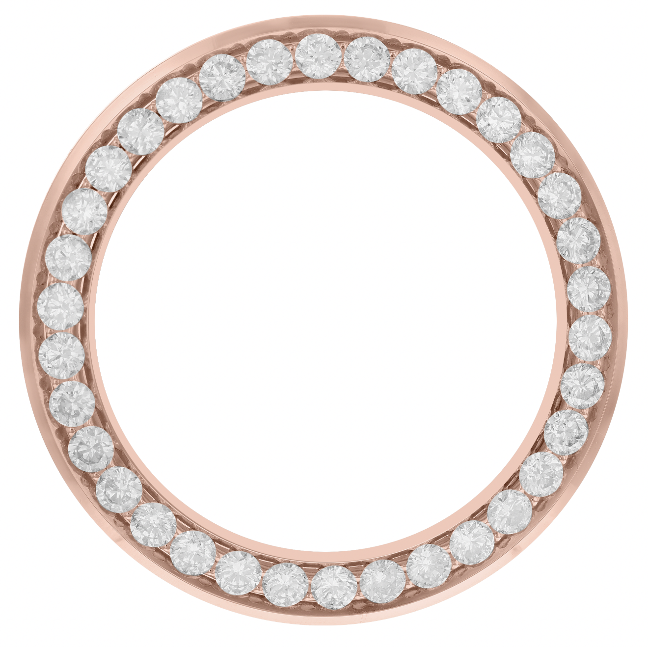 42mm Pave Two Prong 5.00ct Custom Diamond Bezel 14K Rose Gold