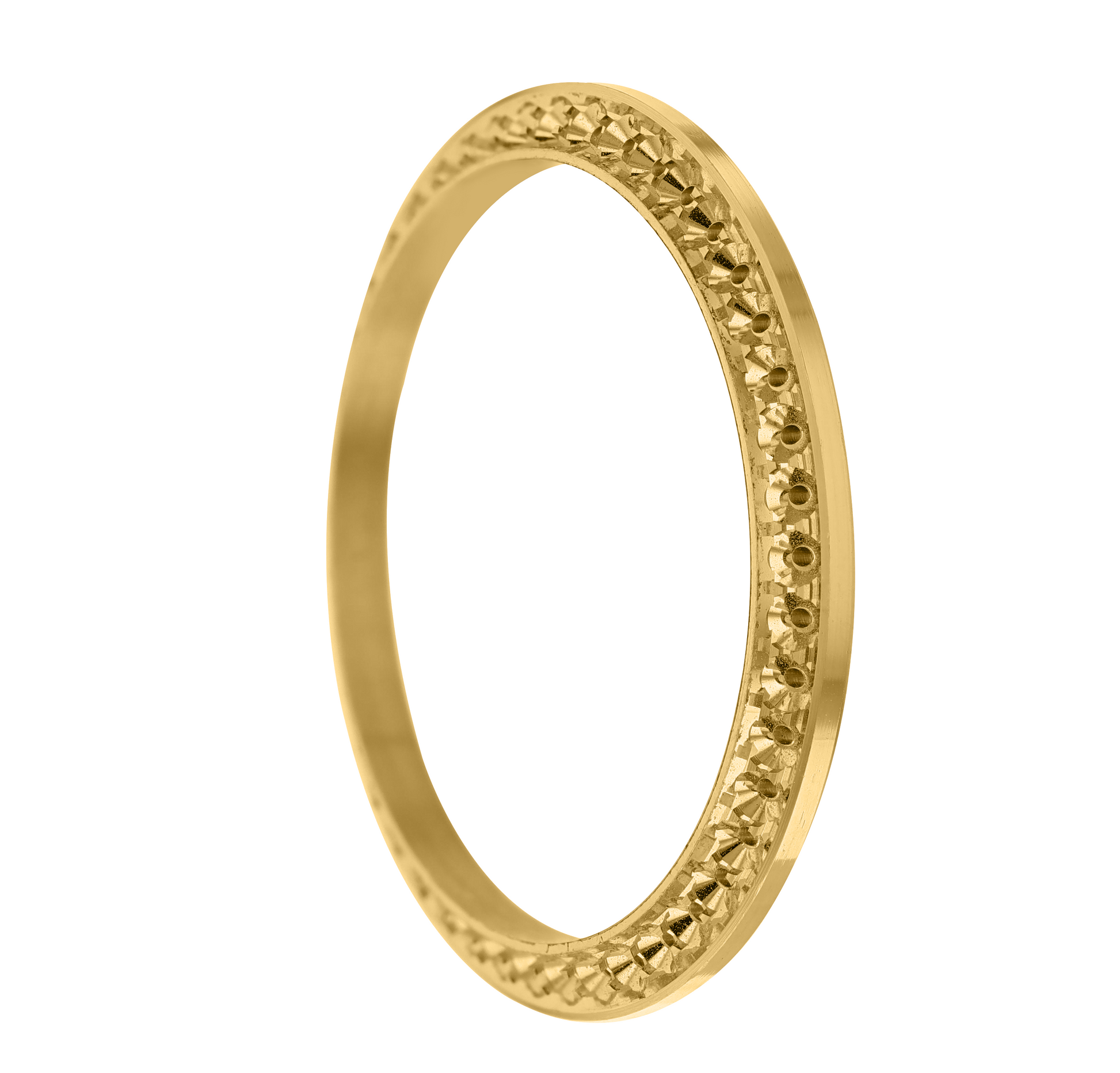 40mm Pave Two Prong 2.30ct Custom Diamond Bezel 14K Yellow Gold - Blank