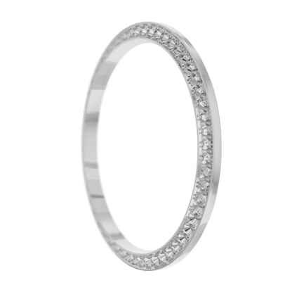 36mm Custom 1.3ct Diamond Bezel  14K White Gold With Step Pave Four Prong with Step / H/I -SI2