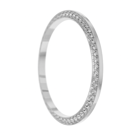 36mm Custom 1.3ct Diamond Bezel  14K White Gold With Step Pave Four Prong with Step / H/I -SI2