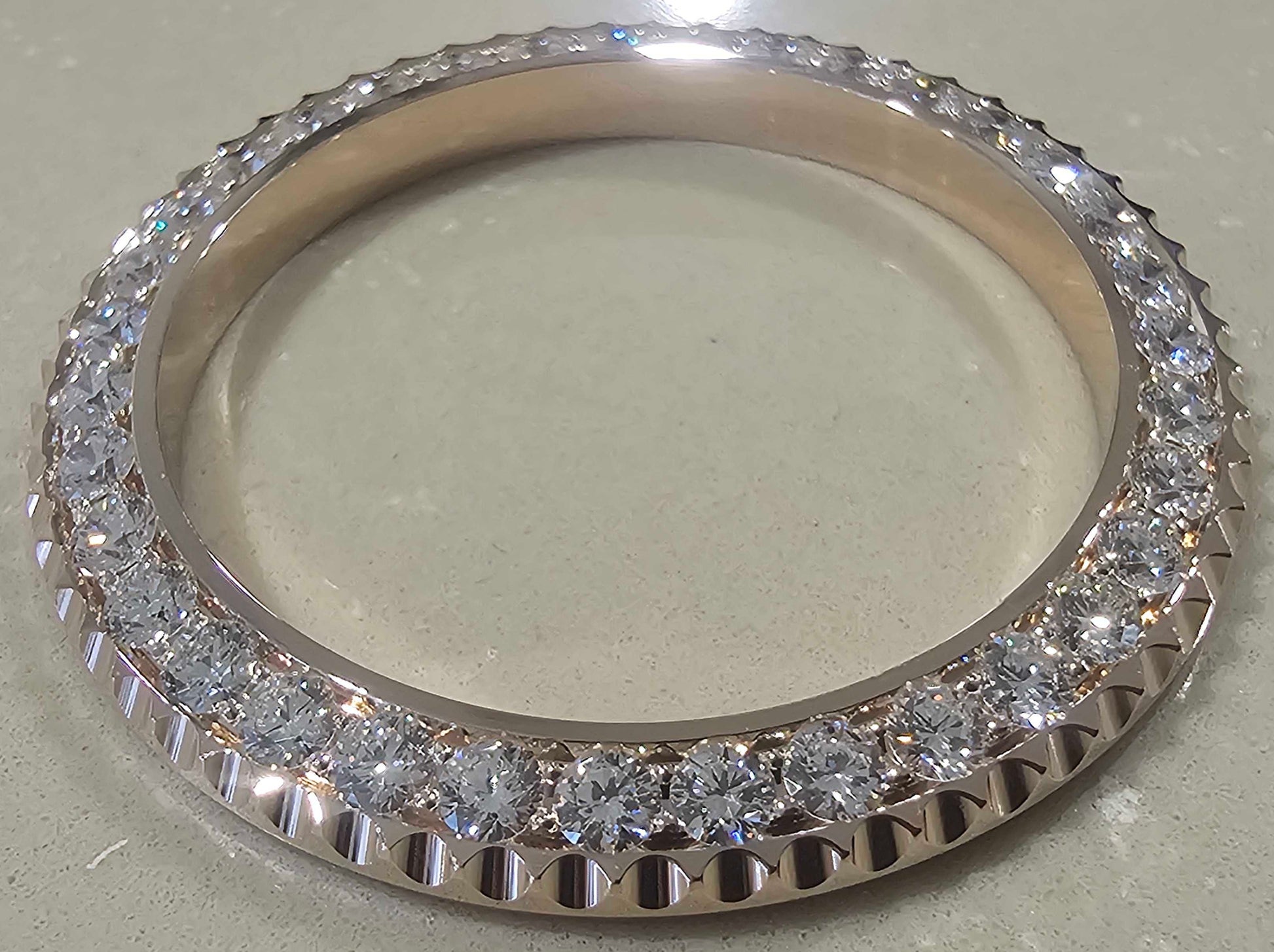 Custom Bezel Diamonds Pave Two Prong 3.5ct for Sports Watch Rose Gold 18K