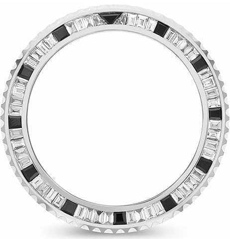 Custom Bezel Diamonds Alloy Black Princess Cut Baguette Rotate