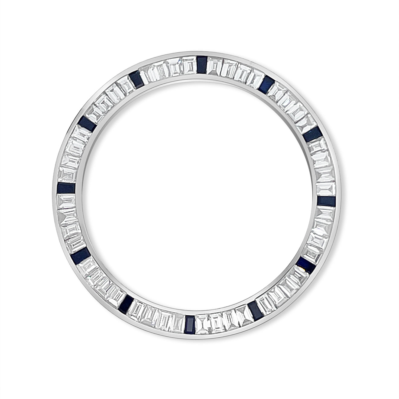 Custom Bezel Diamonds & Sapphire 36mm Baguette Cut 3.50Ct 18K