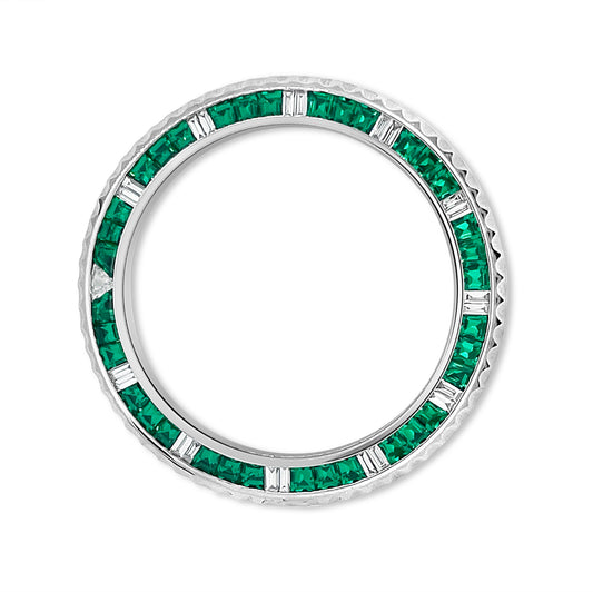 Custom Bezel Diamonds 36mm Steel Alloy Green Quartz Princess Cut Rotate