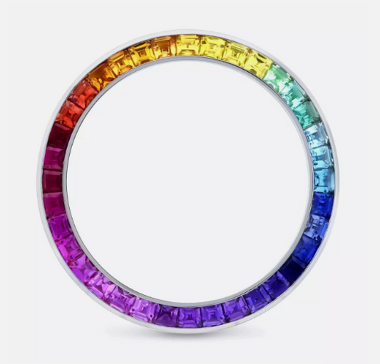 Custom Bezel Diamonds Princess Cut Rainbow Color Stones 14K Alloy