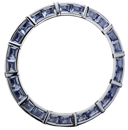 Custom Bezel Diamonds Blue Baguette 2.4ct White Gold 14K 36mm