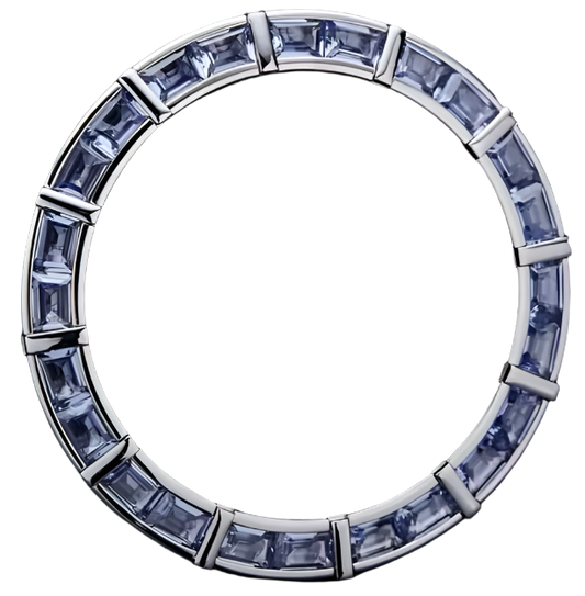 Custom Bezel Diamonds Blue Baguette 2.4ct White Gold 14K 36mm