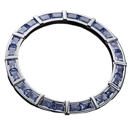 Custom Bezel Diamonds Blue Baguette 2.4ct White Gold 14K 36mm
