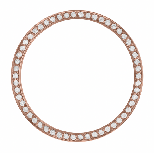 36mm Custom 1.0ct Diamond Bezel 14K Rose Gold "Ready to Ship" Pave Two Prong / H/I-SI2