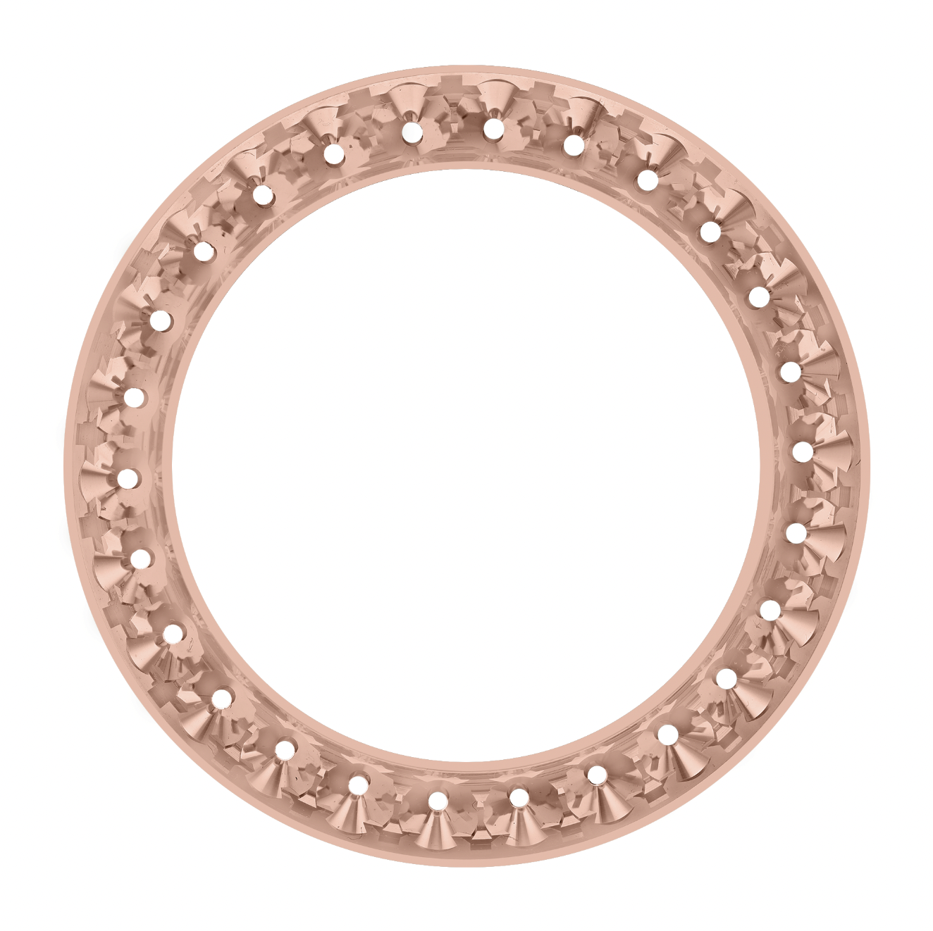 36mm Pave Two Prong 6.50ct Custom Diamond Bezel 14K Rose Gold - Blank Pave Two Prong