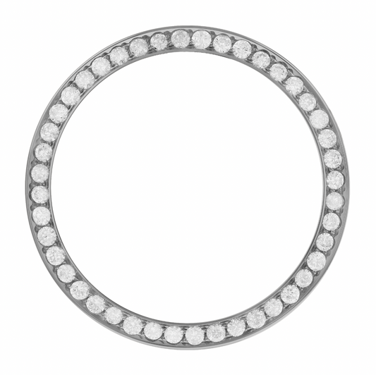 36mm Pave Two Prong 1.80ct Custom Diamond Bezel 14K White Gold