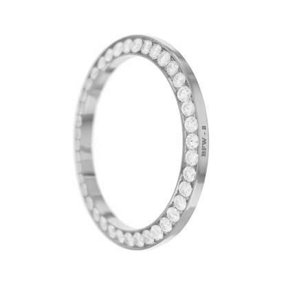 36mm Pave Two Prong 2.70ct Custom Diamond Bezel 14K White Gold - Blank Pave Two Prong