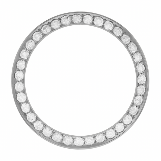 36mm Pave Two Prong 3.50ct Custom Diamond Bezel 14K White Gold