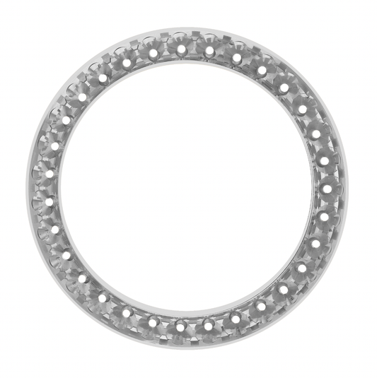 36mm Pave Two Prong 5.00ct Custom Diamond Bezel 14K White Gold - Blank Pave Two Prong