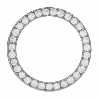 36mm Pave Two Prong 4.00ct Custom Diamond Bezel 14K White Gold