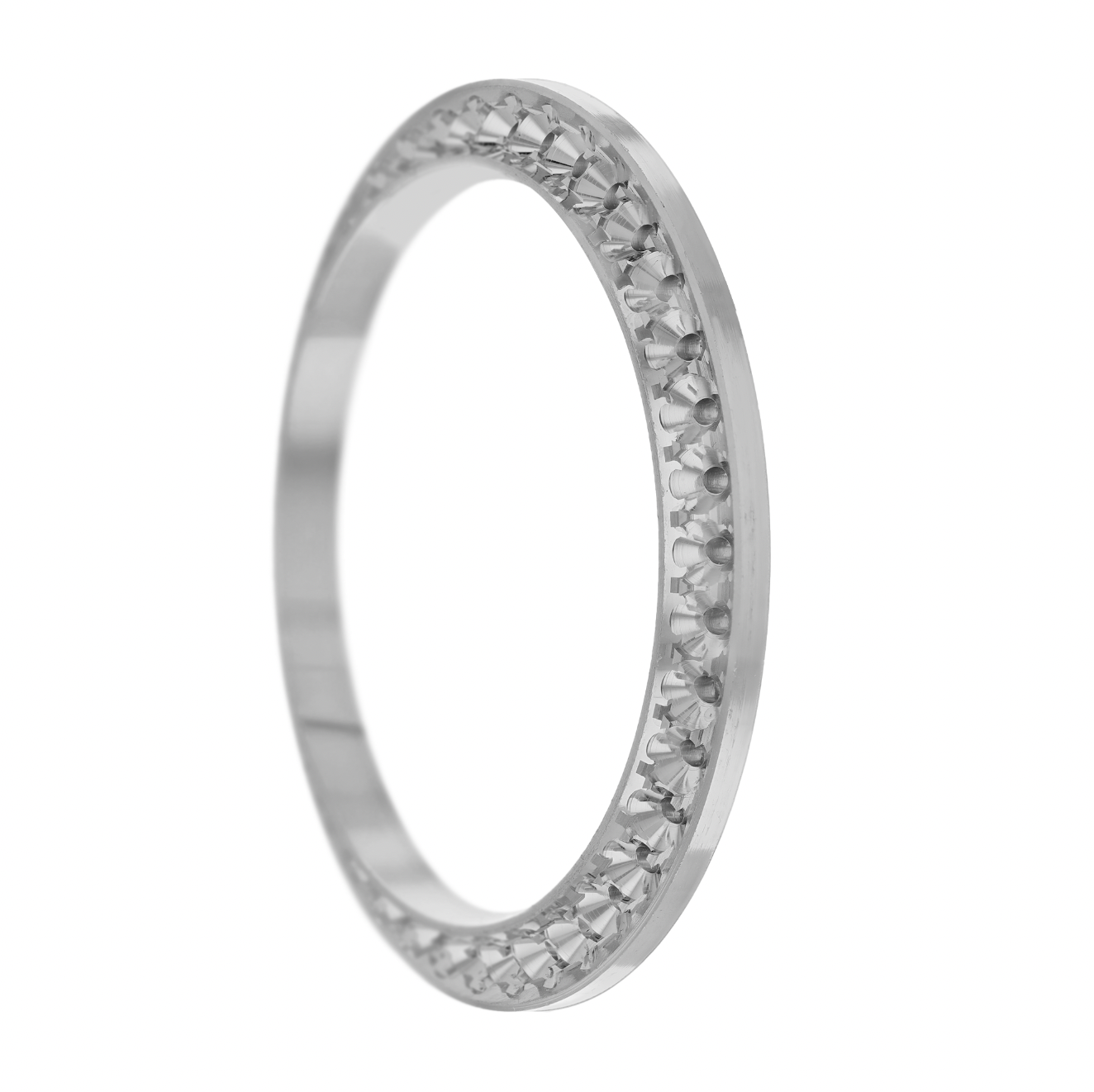 34mm Pave Two Prong 2.60ct Custom Diamond Bezel 14K White Gold Pave Two Prong / H-SI2