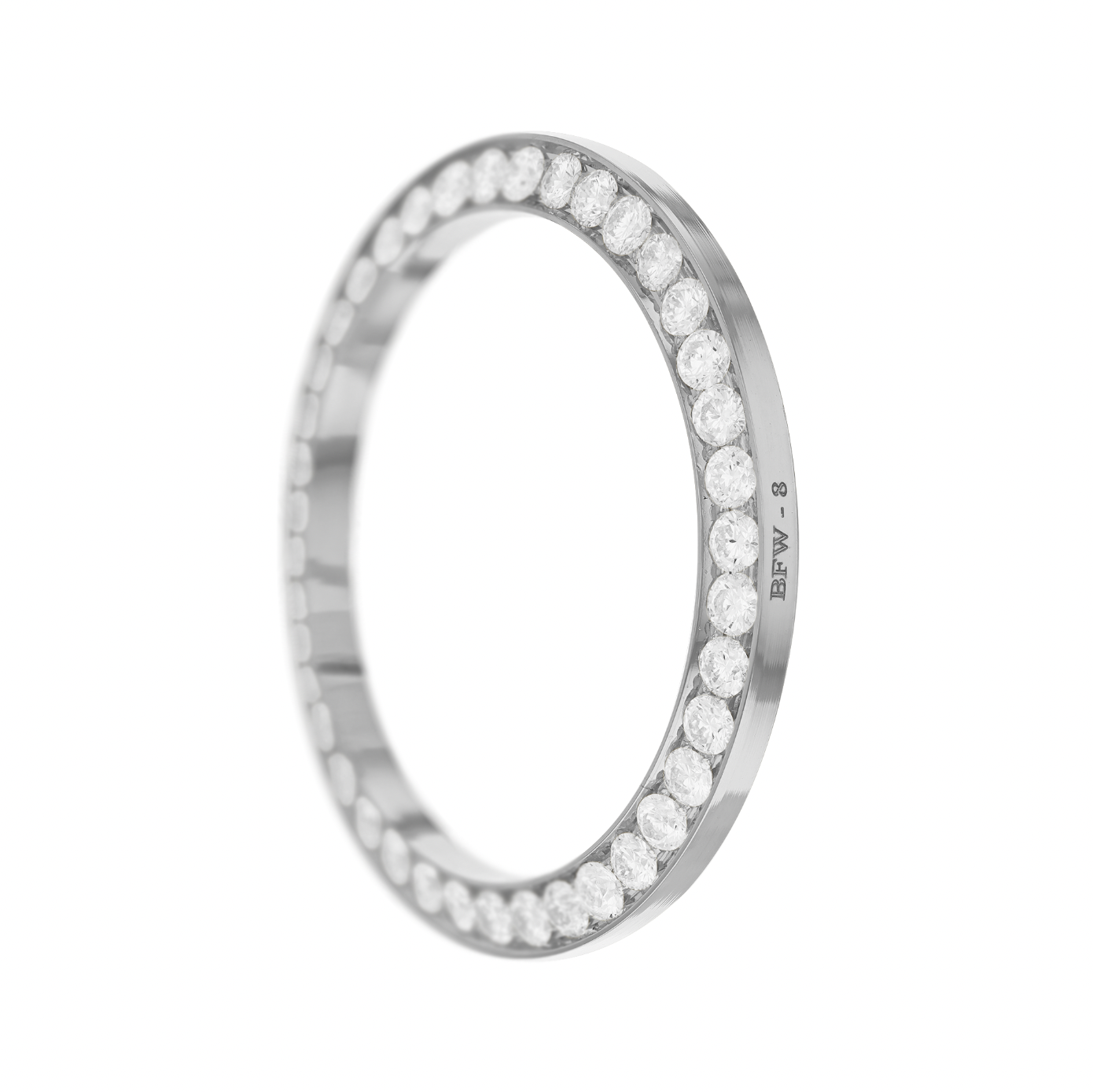 34mm Pave Two Prong 2.60ct Custom Diamond Bezel 14K White Gold - Blank Pave Two Prong