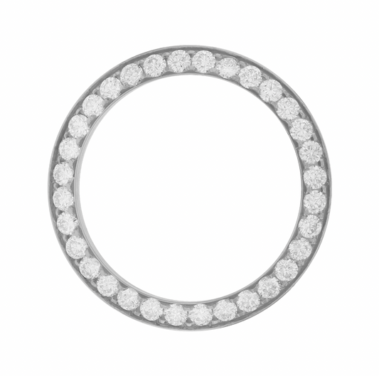 26mm Custom 1.5ct Diamond Bezel  18K White Gold With Step Pave Two Prong with Step / F/G - VS/SI1