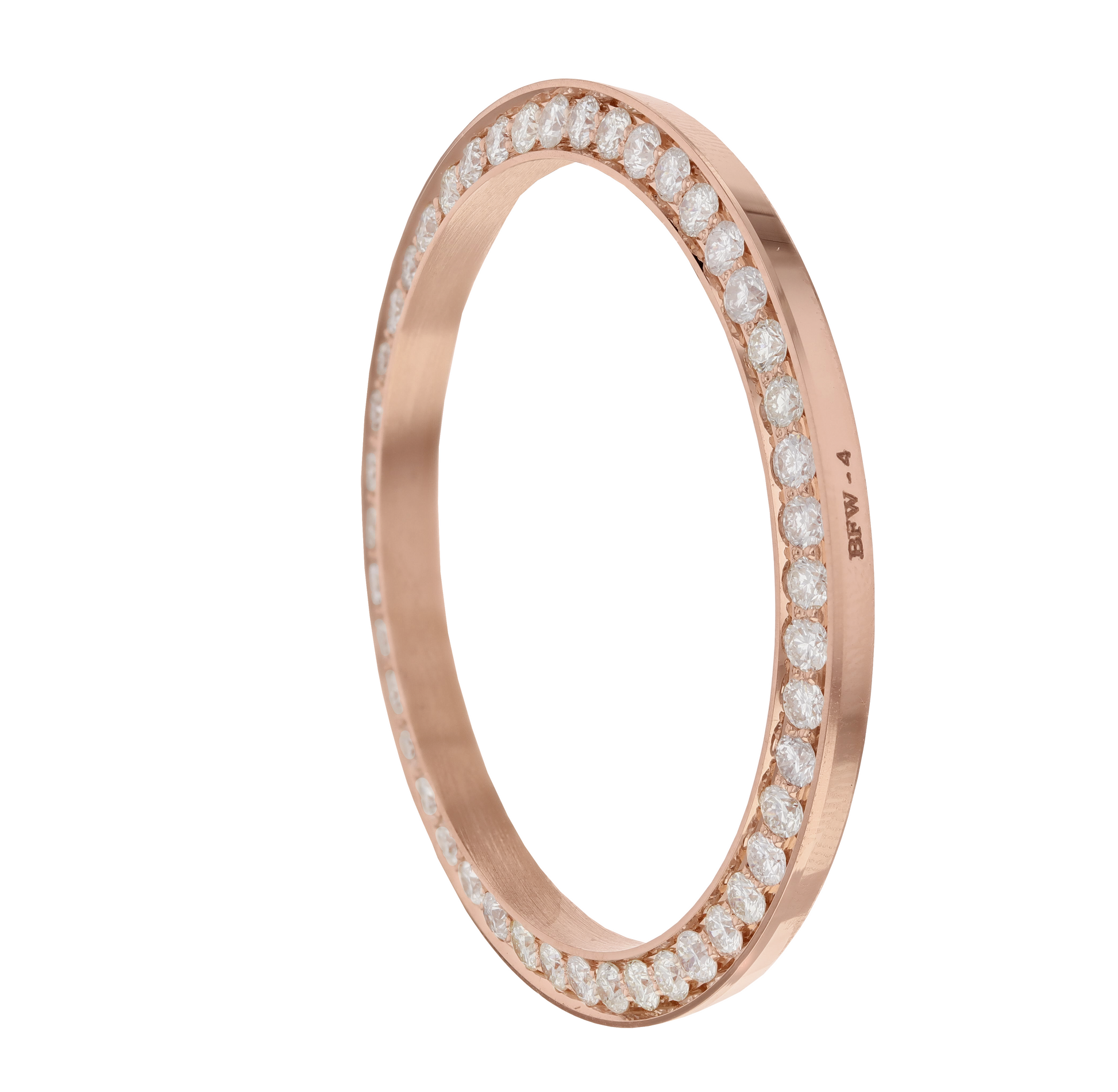 40mm Custom 2.3ct Diamond Bezel  14K Rose Gold With Step Pave Two Prong with Step / H/I - SI2