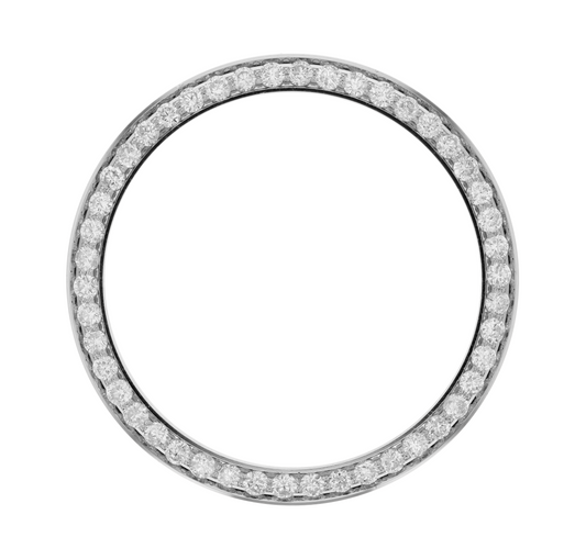 40mm Custom 2.3ct Diamond Bezel  14K White Gold With Step Pave Two Prong with Step / H/I - SI2