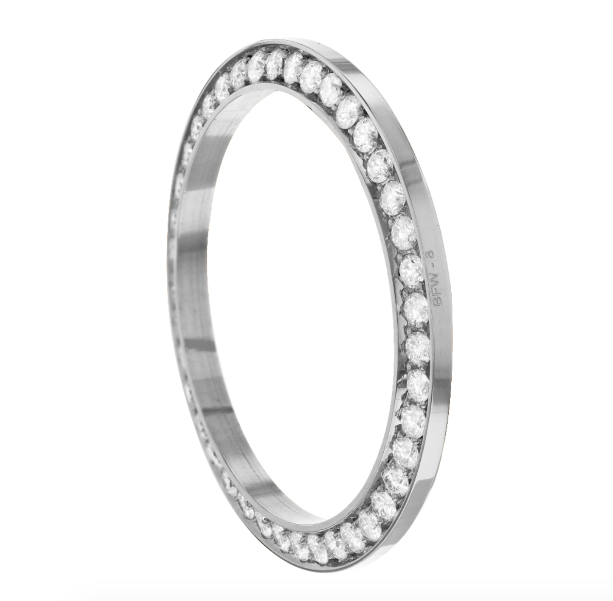 40mm Pave Two Prong 3.00ct Custom Diamond Bezel 14K White Gold - Blank Pave Two Prong