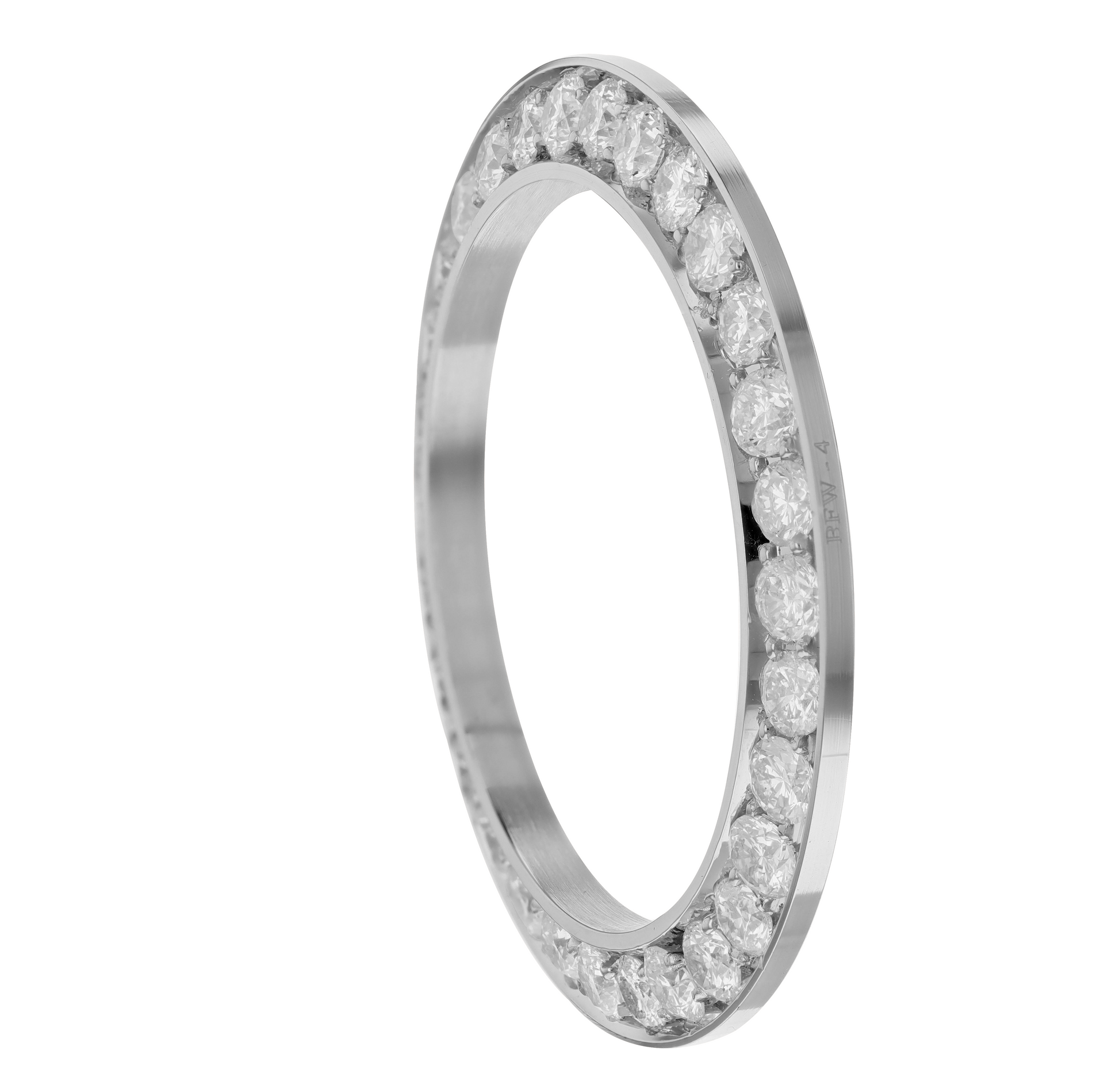 40mm Pave Two Prong 6.00ct Custom Diamond Bezel 14K White Gold - Blank Pave Two Prong