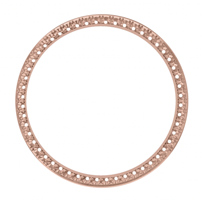 36mm Custom 1.3ct Diamond Bezel  10K Rose Gold Pave Four Prong / I/J-I Eye Clear