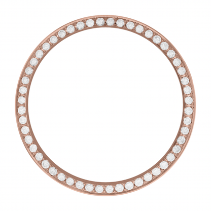 36mm Custom 1.3ct Diamond Bezel  14K Rose Gold With Step Pave Four Prong with Step / H/I - SI2