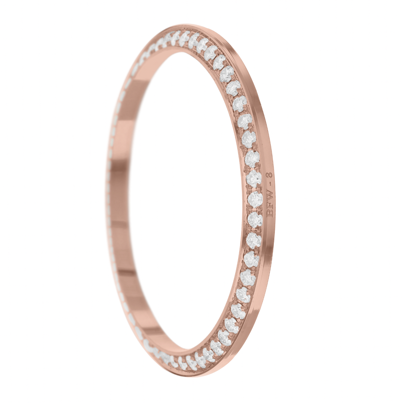 36mm Custom 1.3ct Diamond Bezel  14K Rose Gold With Step Pave Four Prong with Step / H/I - SI2