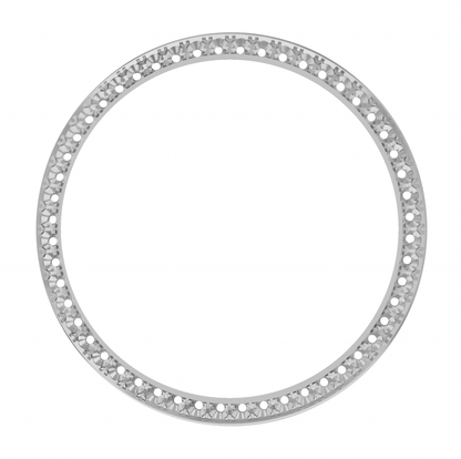 36mm Custom 1.3ct Diamond Bezel  10K White Gold Pave Four Prong / I/J-I Eye Clear