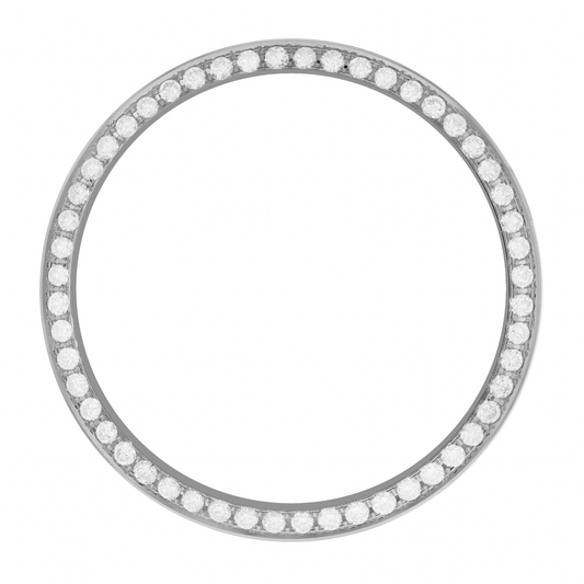 36mm Pave Four Prong 1.30ct Custom Diamond Bezel 18K White Gold