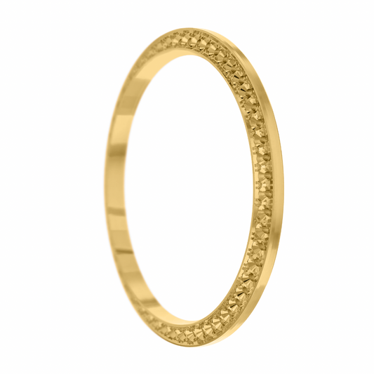 36mm Custom 1.3ct Diamond Bezel  14K Yellow Gold With Step Pave Four Prong with Step / H/I - SI2