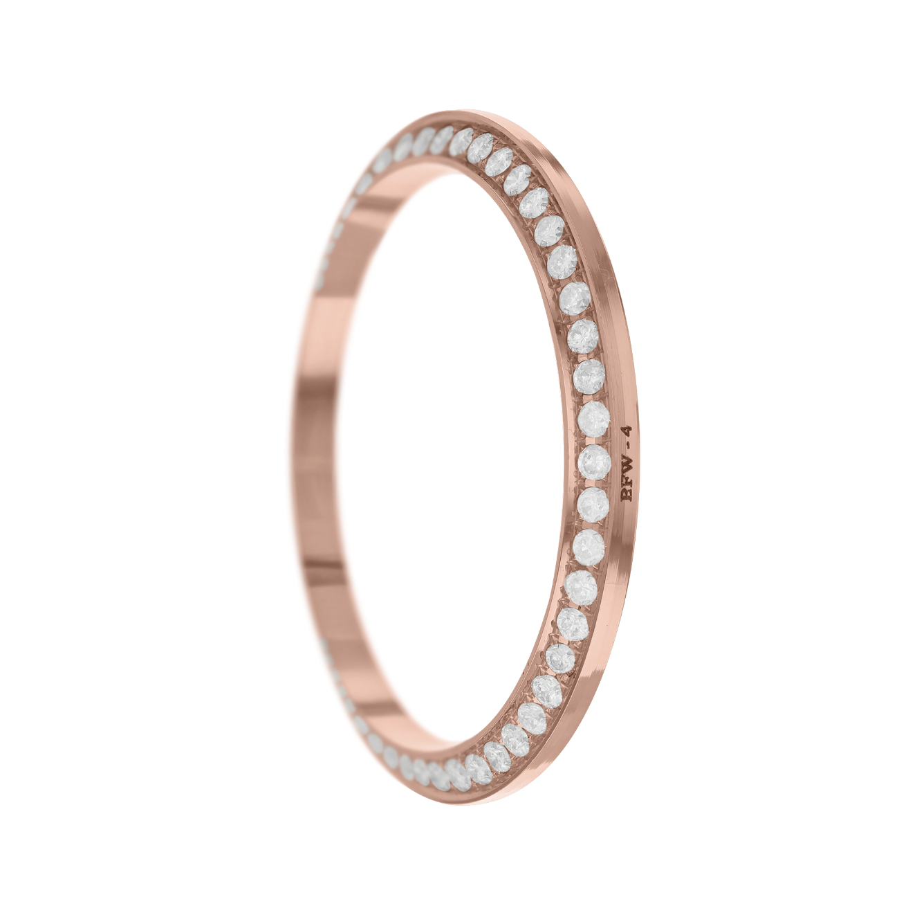 31mm Custom 1.0ct Diamond Bezel  14K Rose Gold With Step Pave Four Prong with Step / H/I - SI2