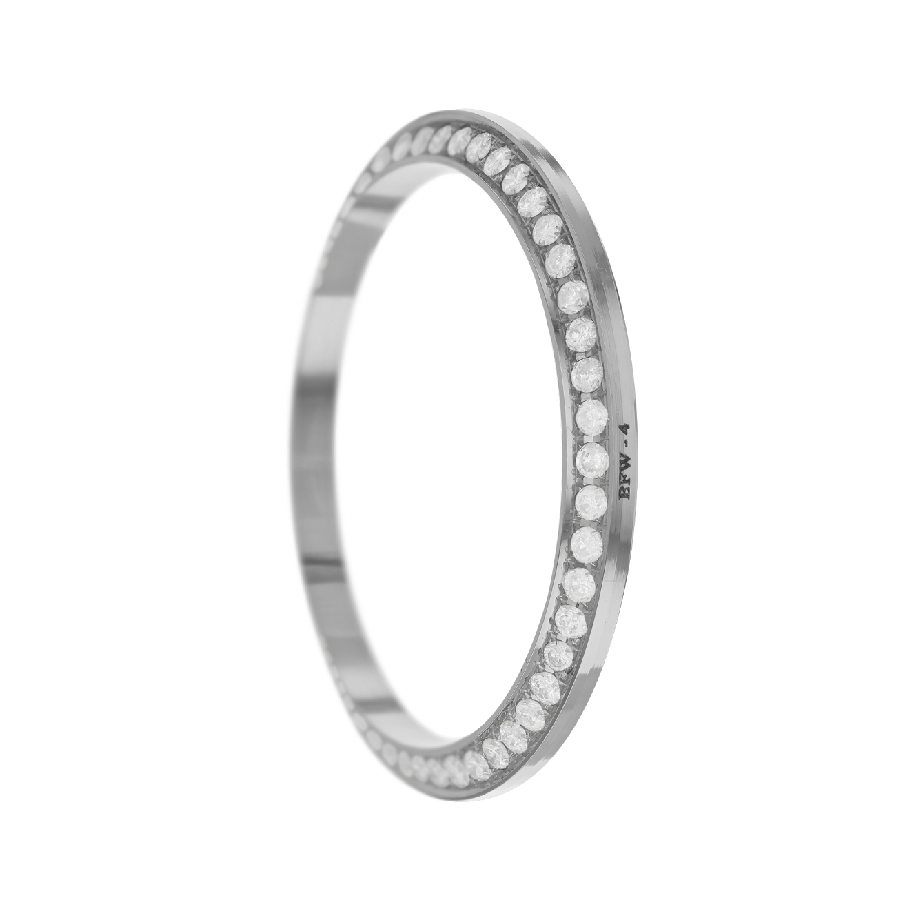 31mm Custom 1.0ct Diamond Bezel 14K White Gold With Step Pave Four Prong / H/I- SI2 with step