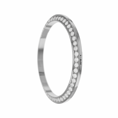 31mm Custom 1.0ct Diamond Bezel  18K White Gold With Step Pave Four Prong with Step / F/G - V/SI1