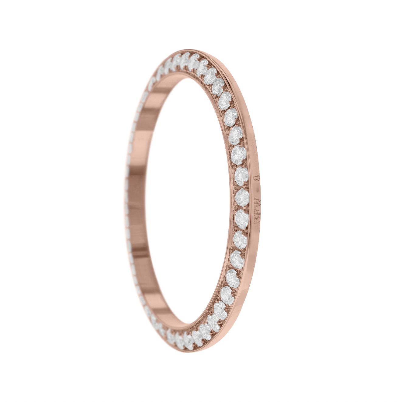 26mm Custom 0.75ct Diamond Bezel  14K Rose Gold With Step Pave Four Prong with Step / H/I - SI2