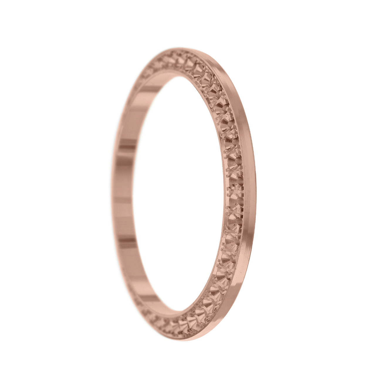 26mm Custom 0.75ct Diamond Bezel  14K Rose Gold With Step Pave Four Prong with Step / H/I - SI2