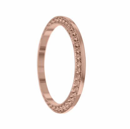 26mm Custom 0.75ct Diamond Bezel  14K Rose Gold With Step Pave Four Prong with Step / H/I - SI2