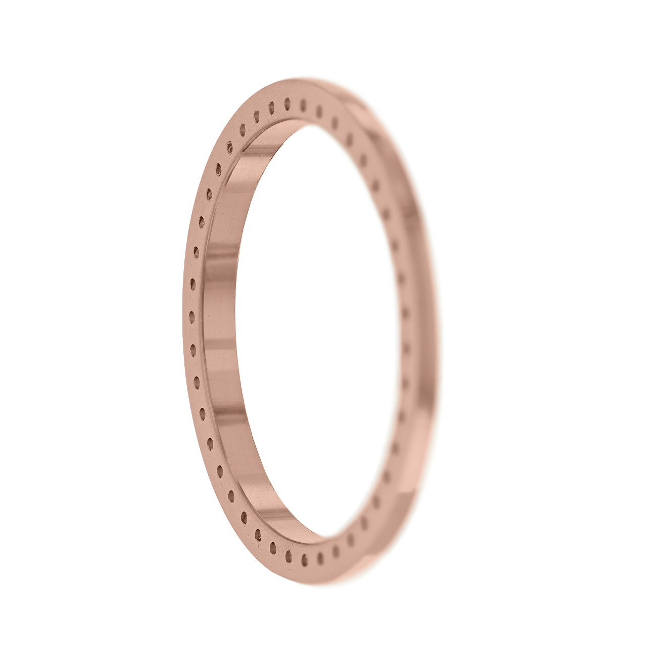 26mm Custom 0.75ct Diamond Bezel  14K Rose Gold With Step Pave Four Prong with Step / H/I - SI2