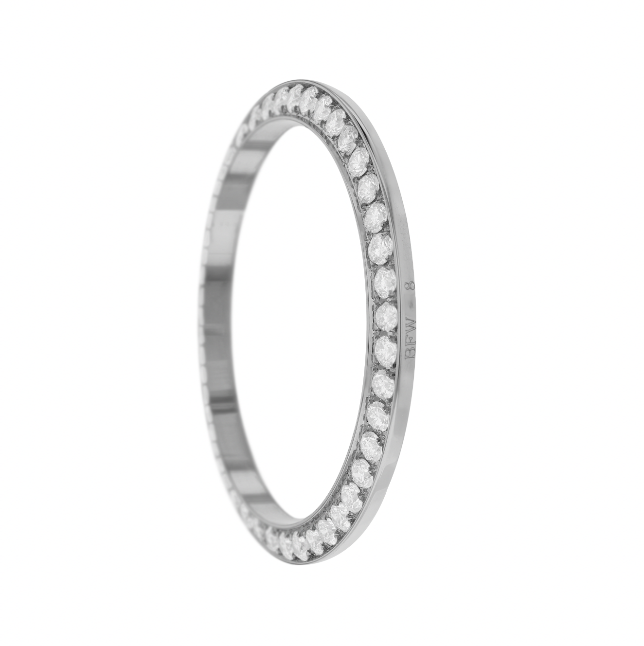 26mm Custom 0.75ct Diamond Bezel  14K White Gold With Step Pave Four Prong with Step / H/I - SI2