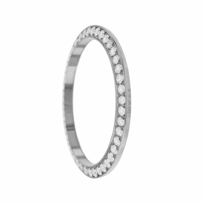 26mm Custom 0.75ct Diamond Bezel  14K White Gold With Step Pave Four Prong with Step / H/I - SI2