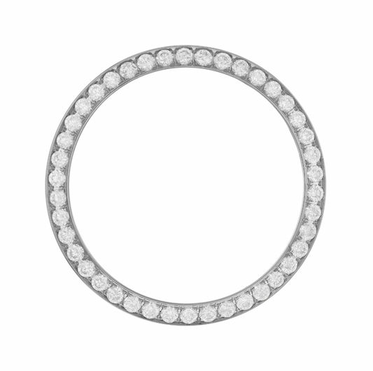 26mm Pave Four Prong 0.70ct Custom Diamond Bezel 14K White Gold with Step