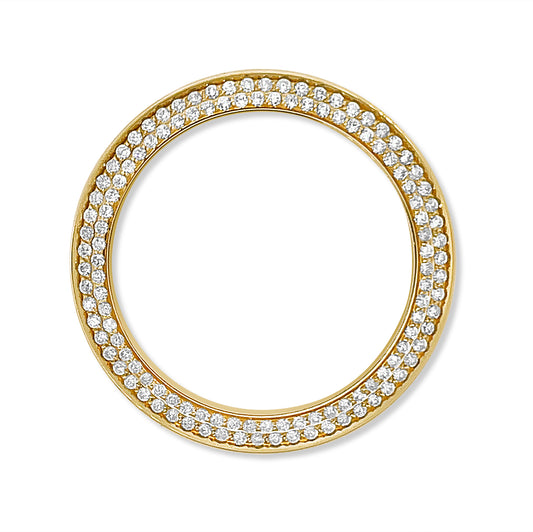 36mm Custom 1.80ct Diamond Bezel 14K Yellow Gold Pave Two Row / H/I-SI2