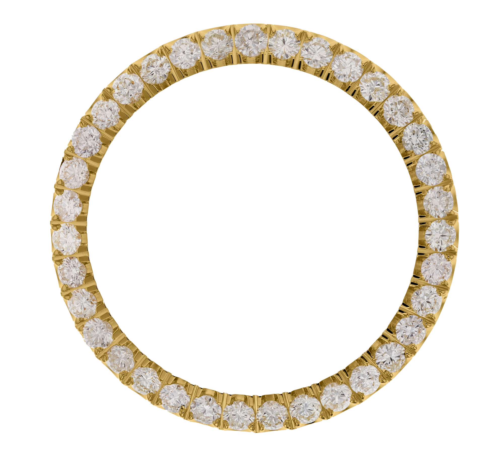 40mm Custom 4.2ct Diamond Bezel  14K Yellow Gold U-Shape / H/I-SI2