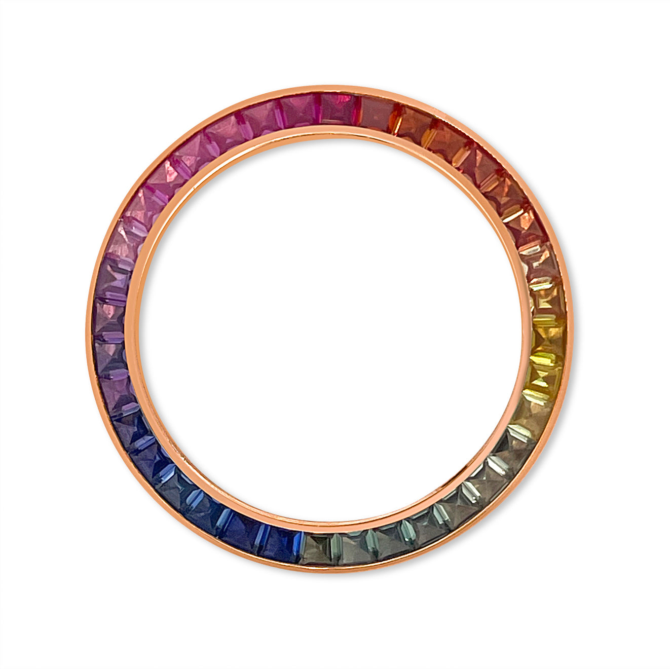 36mm Rainbow Rose Gold 14k Custom Bezel Channel / H/I-SI2