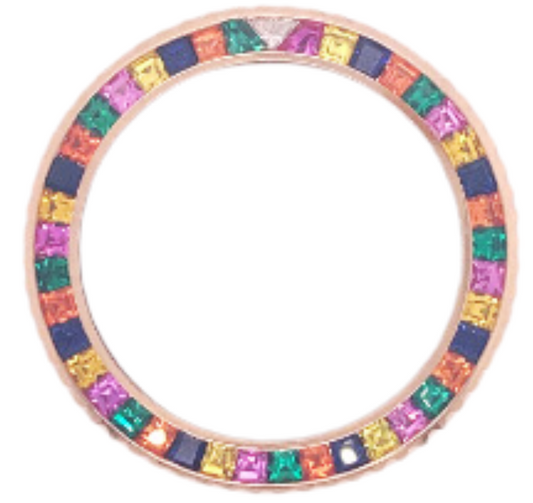 36mm Princess Cut Candy Colors Rose Gold Bezel